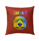 The Magic Mirror Outdoor Pillow on a stylish patio setting